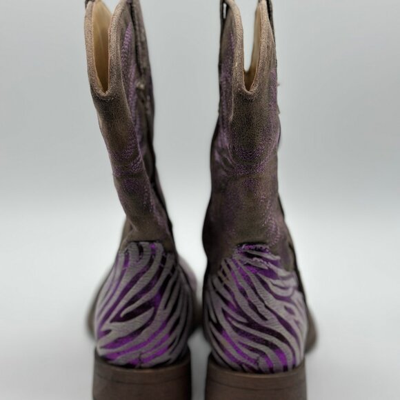 Roper Little Girl's Western Purple Metallic Zebra Square Toe Toddler Boots Sz 12 - Picture 5 of 12
